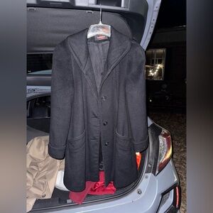 Vintage ALORNA Super Fina Women’s Double-Breasted Black Wool-Blend Coat